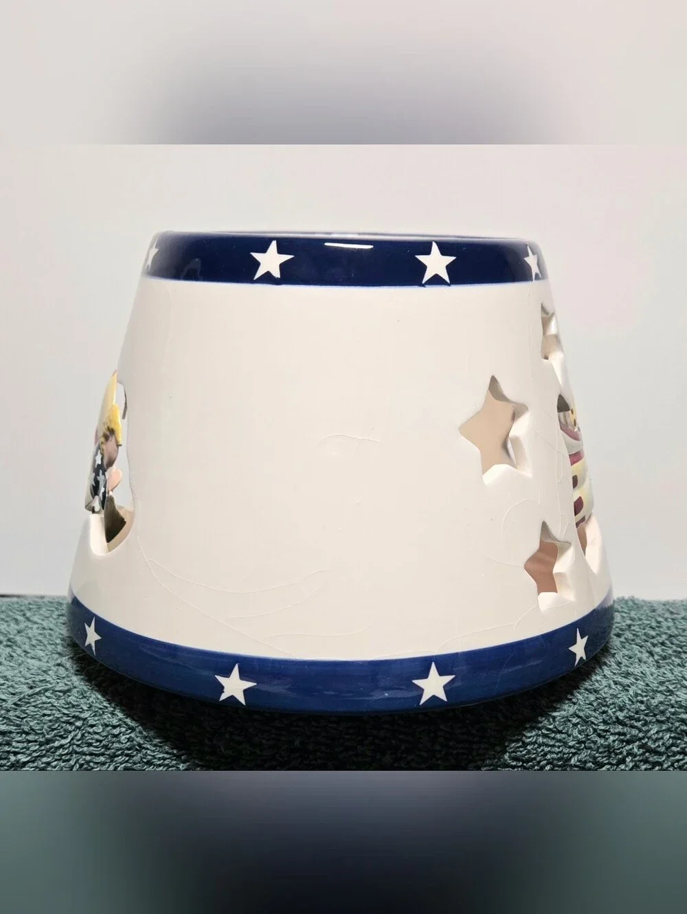 Vintage Home Interiors Patriotic Angel Jar Candle Shade Topper
